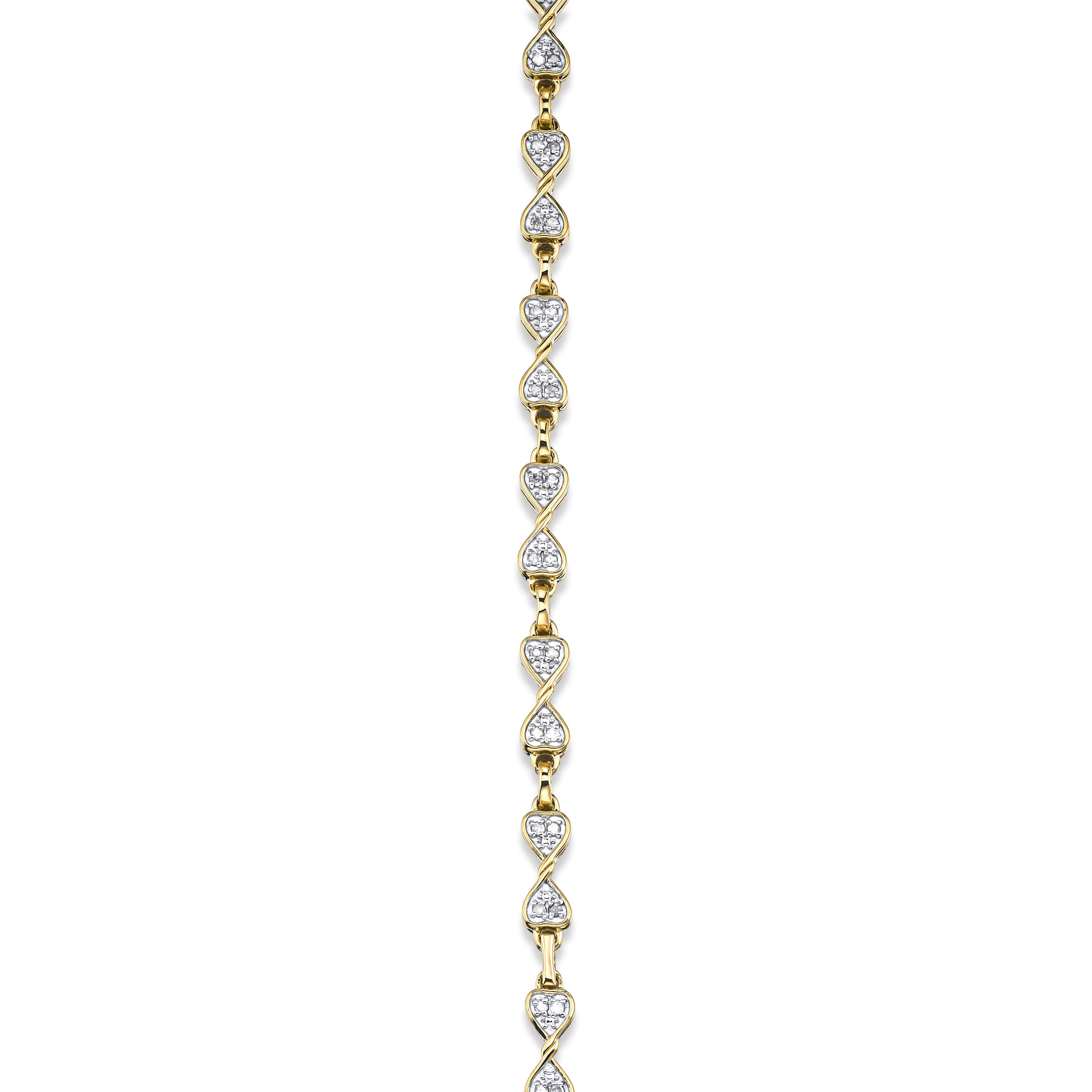 0.25ct Diamond Heart Bracelet Set In 18K Gold Vermeil